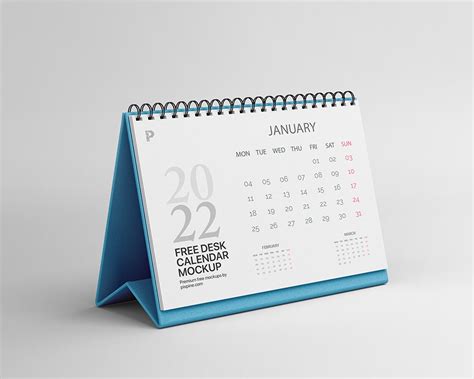 Side View of Horizontal Desk Calendar Mockup Free Download | Resource Boy