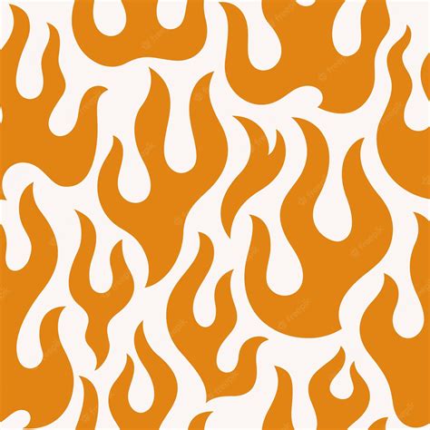 Premium Vector | Groovy orange flame seamless pattern abstract fire vector background in s ...