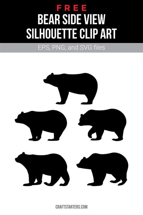 Free Bear Side View Silhouette Clip Art in 2023 | Silhouette clip art ...