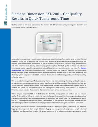 Siemens Dimension EXL 200 – Get Quality Results in Quick Turnaround Time | PDF | Free Download