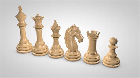 chess pieces set 3d model