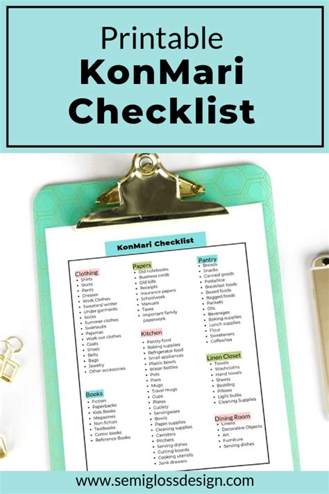 The Ultimate Printable KonMari Checklist - Semigloss Design