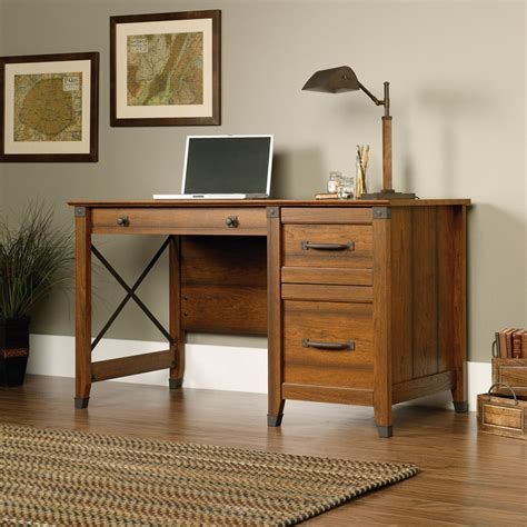 Sauder Carson Forge Desk with 3 Drawers, Washington Cherry - Walmart ...