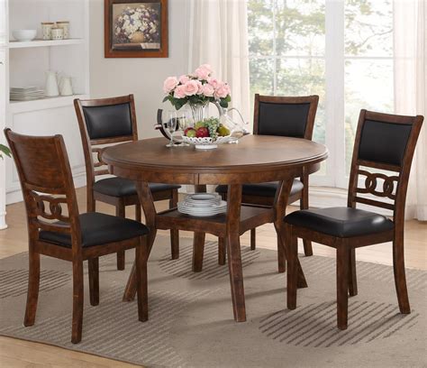 New Classic Furniture Gia D1701-50S-BRN Contemporary 5-Piece Dining Table and Chair Set with ...