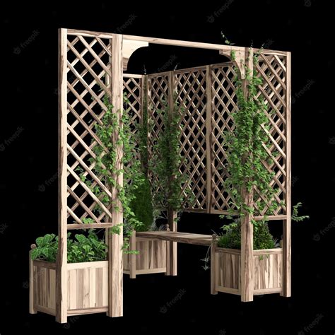 Premium Photo | 3d illustration of bench planter with trellis isolated ...