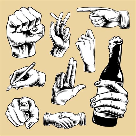 Premium Vector | Cool hand hand gesture sticker set vector