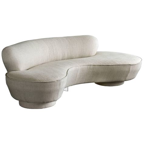 Vladimir Kagan, Organic Sofa Light Grey Chenille Fabric, circa 1975, Directional at 1stDibs