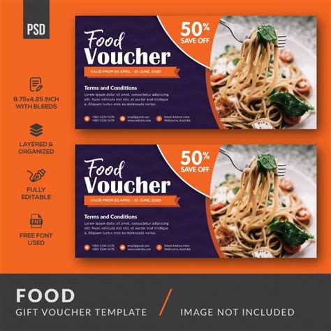 Premium PSD | Food gift voucher card template | Food vouchers, Food gifts, Food