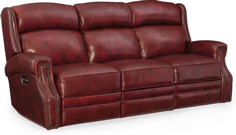 Hooker Carlisle Red Leather Power Reclining Sofa With Power Headrest ...