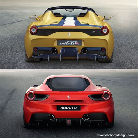 Ferrari 458 Speciale A and 488 GTB - Design Comparison - Rear end | Ferrari 458 speciale ...