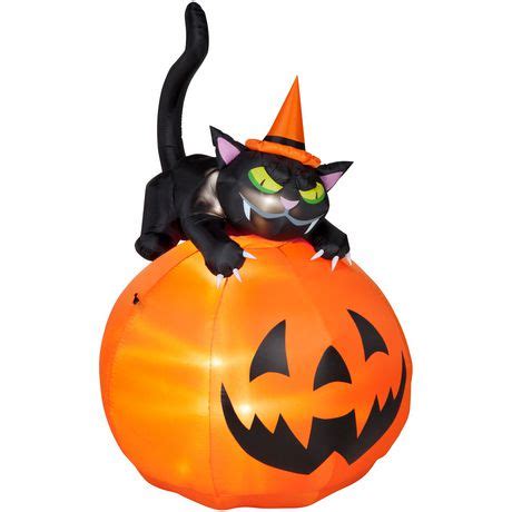 Animated Airblown® Inflatable Black Cat on Pumpkin | Walmart.ca