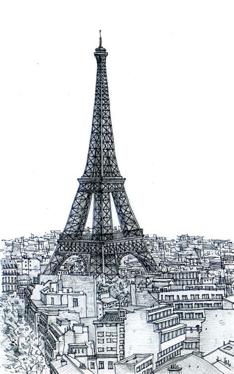 Paris Eiffel Tower Sketch 3 | Eiffel tower drawing, Eiffel tower, Paris drawing