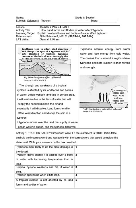 Science 8 Q2 Week4 LAS2 - Name: __________________________________Grade & Section: - Studocu