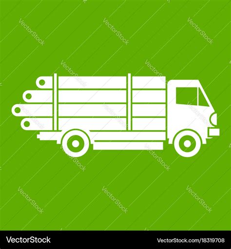 Log truck with the pile of logs icon green Vector Image