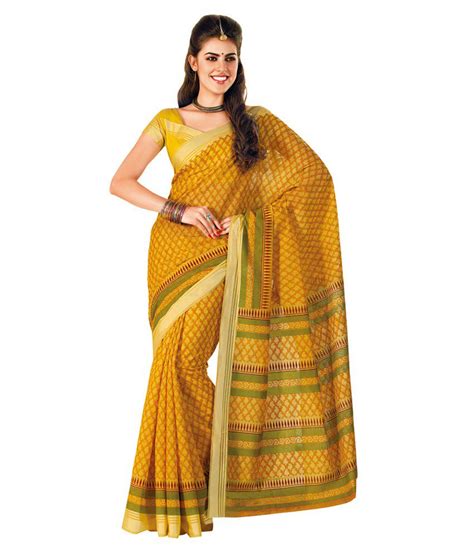 Patel Lovely Yellow Cotton Saree - Buy Patel Lovely Yellow Cotton Saree Online at Low Price ...