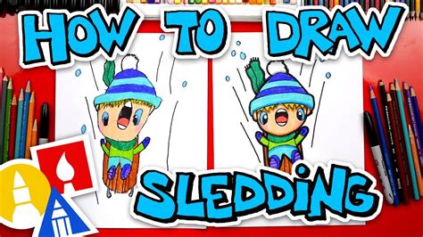 How To Draw A Kid Sledding + Spotlight - YouTube