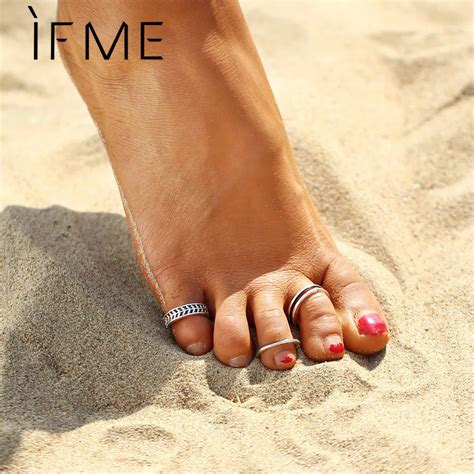 IF ME New Arrival Toe Rings Women Charming Fashion Opening Adjustable Antique Silver Metal Toe ...