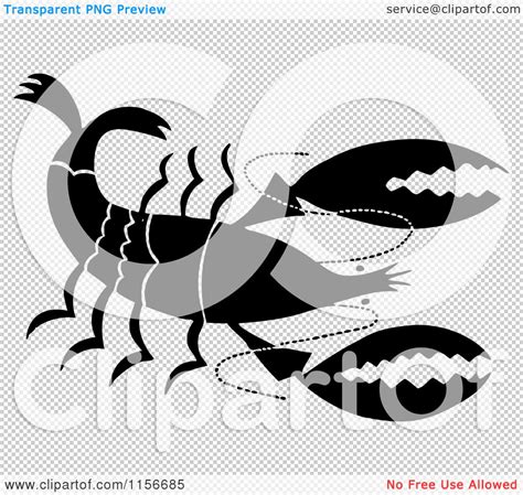 Clipart of a Black and White Retro Prawn - Royalty Free Vector Clipart ...