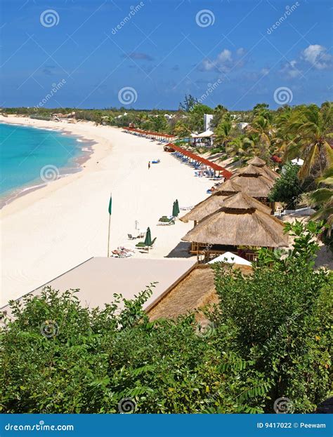 White Sandy Beach and Blue Sky and Sea at La Samanna Beach Resort Stock ...