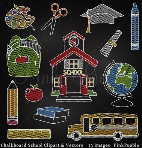 Chalkboard Back to School Clipart Clip Art Chalk Board | Etsy | School ...