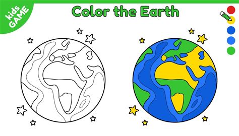 Page of coloring book for kids. Color cartoon globe Earth. Outline ...