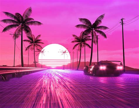 1366x768px, 720P Free download | Retro 80s Ride Resolution , , Background, and , Miami Pink HD ...