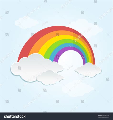 Rainbow Cloud Sky Cartoon Flat Design Stock Vector (Royalty Free) 489349066