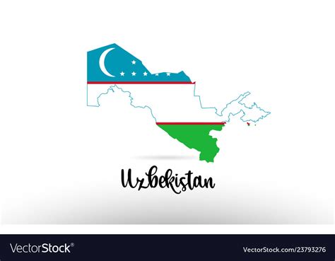 Uzbekistan country flag inside map contour design Vector Image