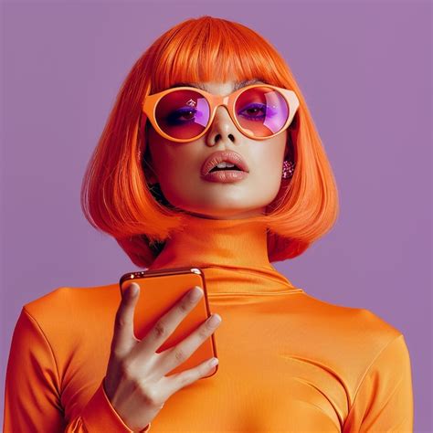 Premium Photo | A woman wearing a orange outfit with orange hair and ...