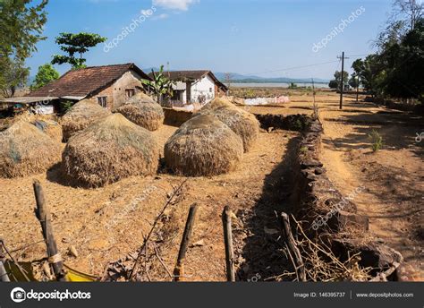 The life of the poor people in villages in India. Traditional Shelters in Rural Areas of India ...