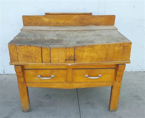 2 Drawer Butcher Block Table – Antiquities Warehouse