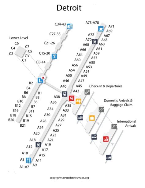 Detroit Airport Map | Map of DTW Airport with Terminals