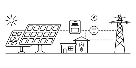 Solar power plant. Smart energy concept. Line art vector illustration. 18866316 Vector Art at ...