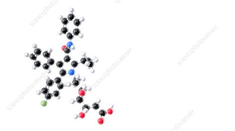 Atorvastatin drug, molecular model - Stock Image - C057/3124 - Science ...