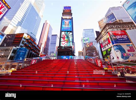 red stairs at the Time Square Stock Photo - Alamy