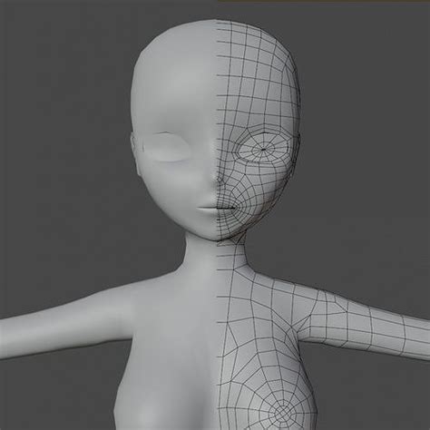 base model anime girl free VR / AR / low-poly 3D model | CGTrader