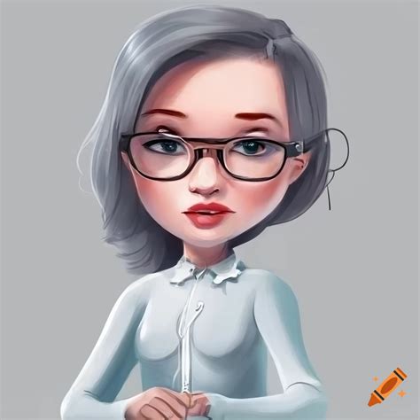 Cartoon character with gray hair wearing wireframe glasses on Craiyon