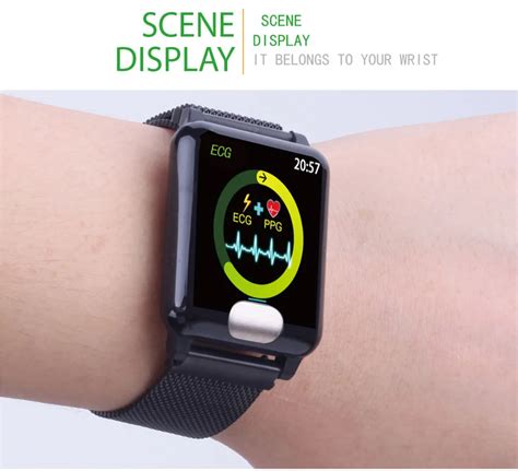 Smart watch E04 heart rate blood pressure oxygen ECG monitoring 1.3" color waterproof smart ...