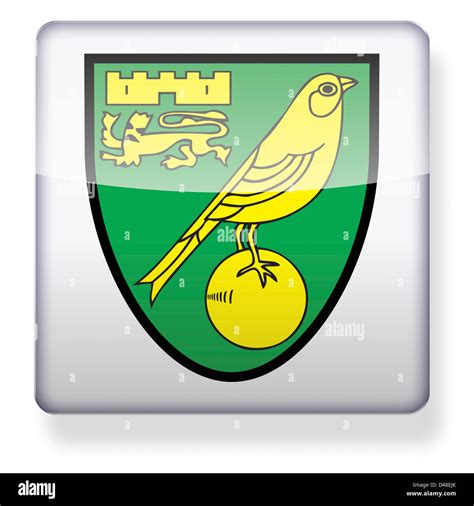 Norwich City football club logo as an app icon. Clipping path included ...