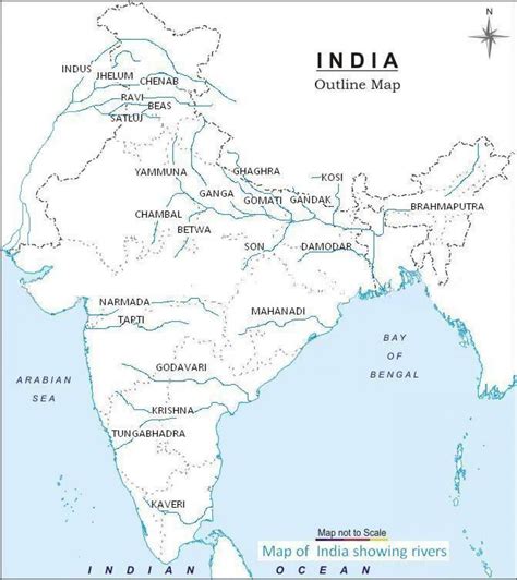 √ River Narmada In India Outline Map