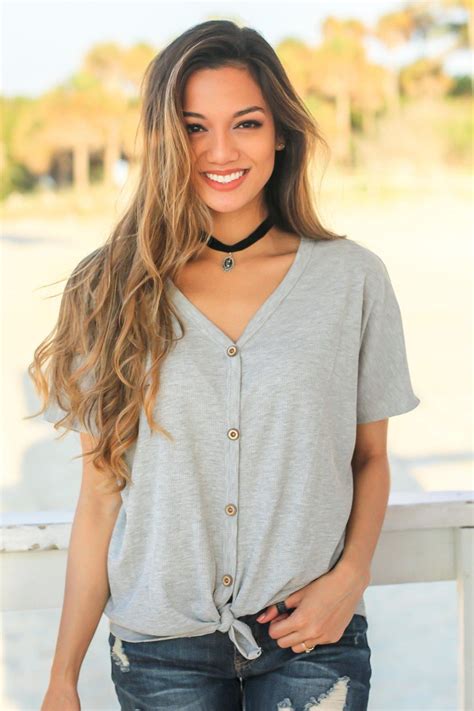 Heather Gray Top with Buttons | Cute Tops – Saved by the Dress