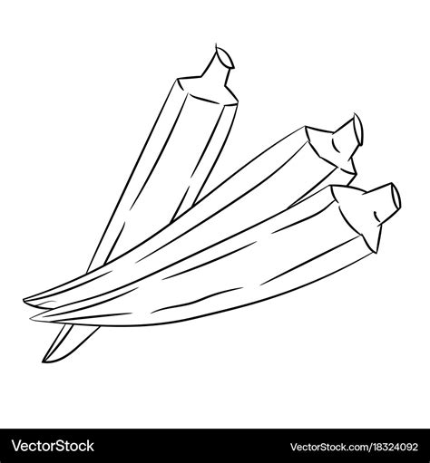 Okra ladys finger cartoon - line drawn Royalty Free Vector