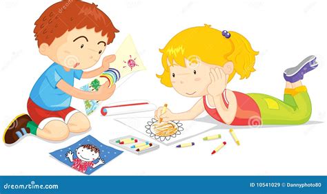 Kids Drawing stock vector. Image of human, down, illustration - 10541029