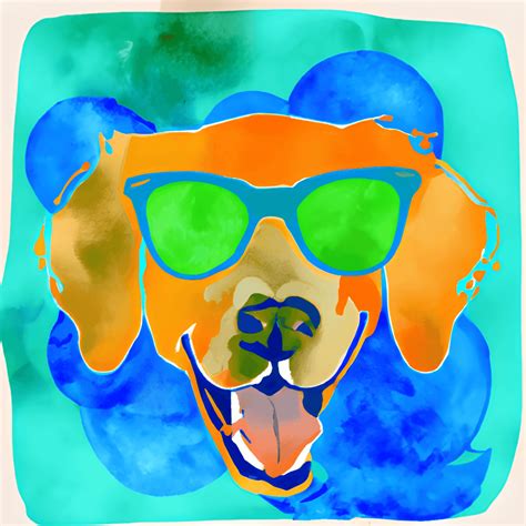 Quirky Happy Golden Retriever Dog with Sunglasses · Creative Fabrica