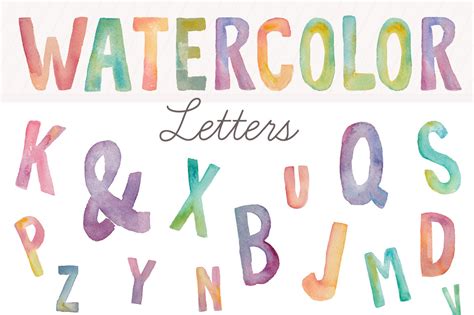 Watercolor Letters- Clip Art ~ Illustrations ~ Creative Market