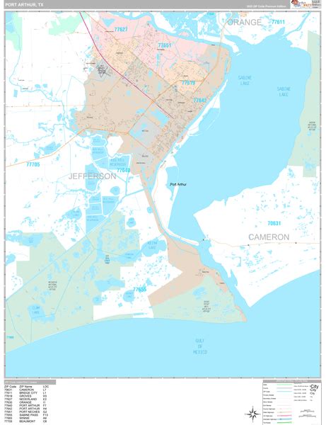 Port Arthur Texas Wall Map (Premium Style) by MarketMAPS - MapSales