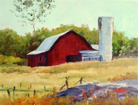 Carmen Beecher: Landscape Oil Painting, Carolina Barn, 8x6 Original Art