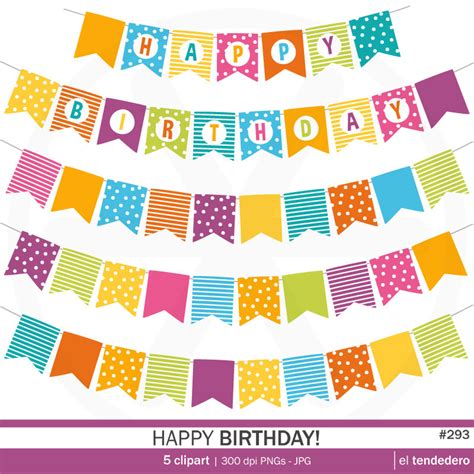 Happy Birthday Carnival Banderitas Clip Art Printable Clip Art Library | Images and Photos finder