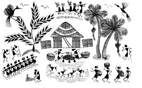Stock Pictures: Warli Art - Sketches and Drawings and Designs