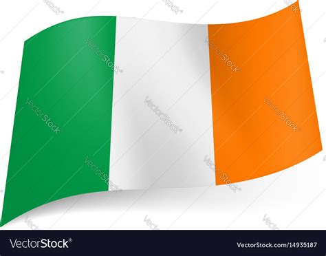 National flag of ireland green white and orange Vector Image